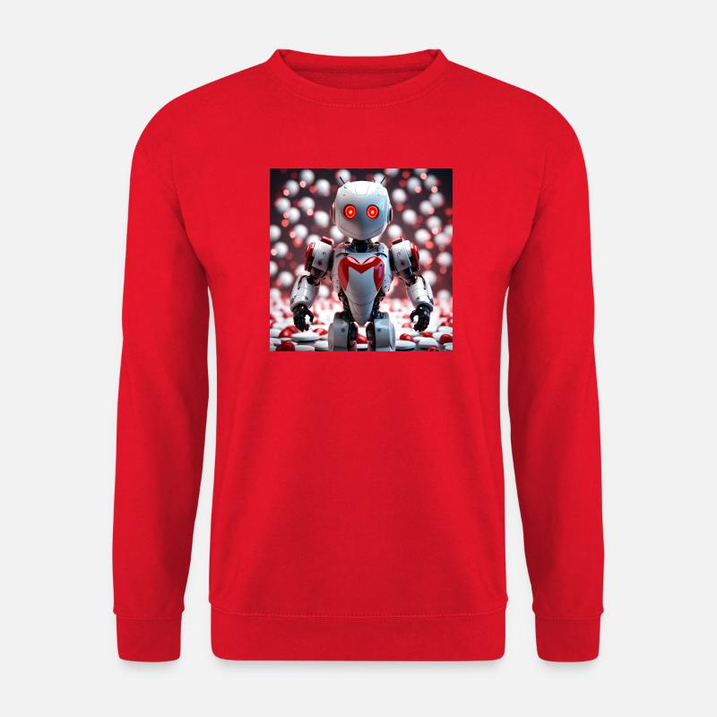 Herzroboter mit leuchtenden Augen - Unisex Pullover - Rot