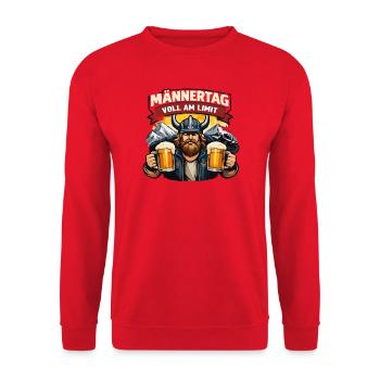 Männertag Voll Am Limit Viking - Unisex Pullover - Rot - Vorne - Alina (178cm) & Michal (187cm)