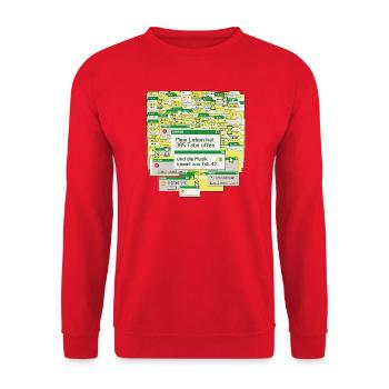 Leben, 365 Tabs Offen - Unisex Pullover - Rot - Vorne - Alina (178cm) & Michal (187cm)
