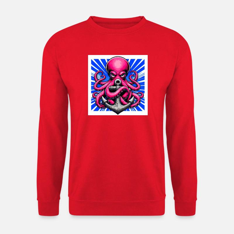 Octopus embraces an Anchor - Unisex Sweatshirt - red