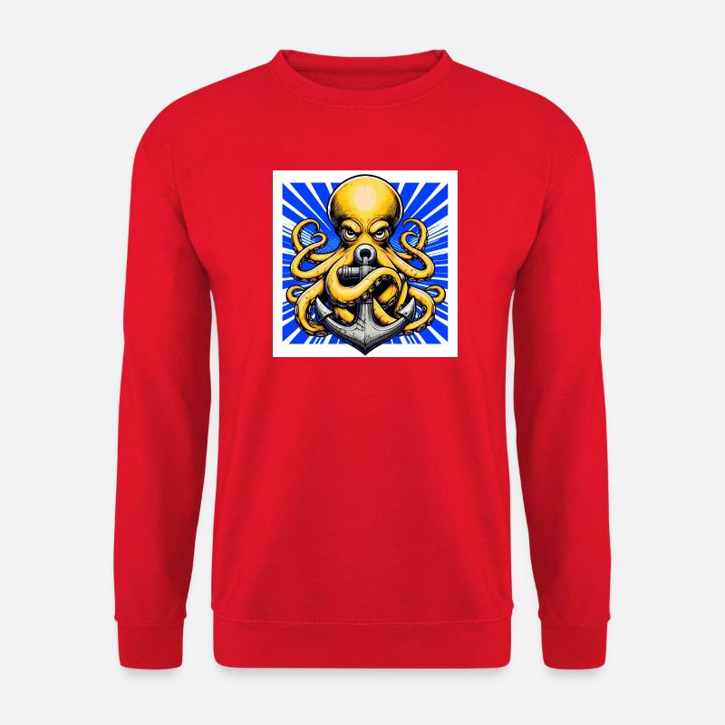 Octopus embraces an Anchor - Unisex Sweatshirt - red