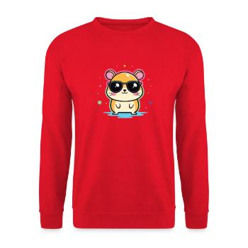 Hamster-Cool-Brille und Konfetti - Unisex Pullover - Rot - Vorne - Alina (178cm) & Michal (187cm)