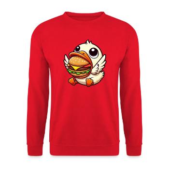 Funny duck hamburger food lover - Unisex Sweatshirt - red - Front - Alina (178cm) & Michal (187cm)