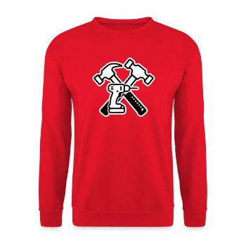 Werkzeug Wappen Outline - Unisex Pullover - Rot - Vorne - Alina (178cm) & Michal (187cm)
