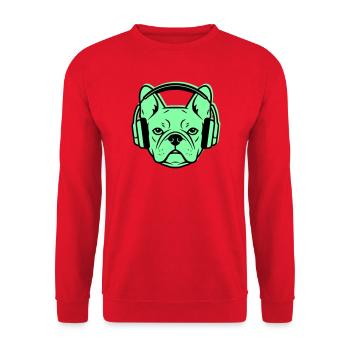 Frenchie DJ Kopfhörer Musik - Unisex Pullover - Rot - Vorne - Alina (178cm) & Michal (187cm)