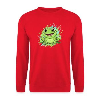 Cheerful Frog Splash Cartoon - Unisex Sweatshirt - red - Front - Alina (178cm) & Michal (187cm)