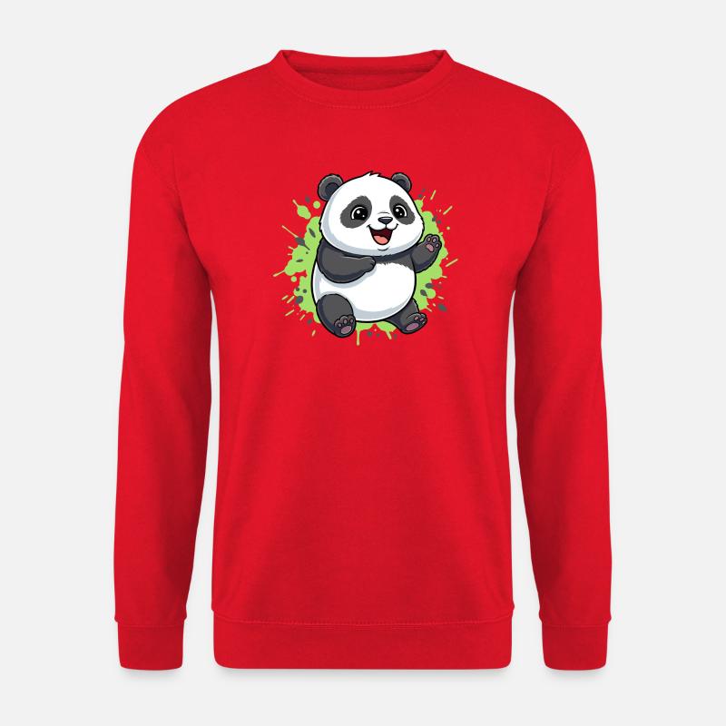 Fröhlicher Panda Splash - Unisex Pullover - Rot