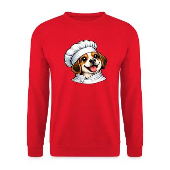 Cheerful Beagle Chef Good Mood Cartoon Kitchen - Unisex Sweatshirt - red - Front - Alina (178cm) & Michal (187cm)