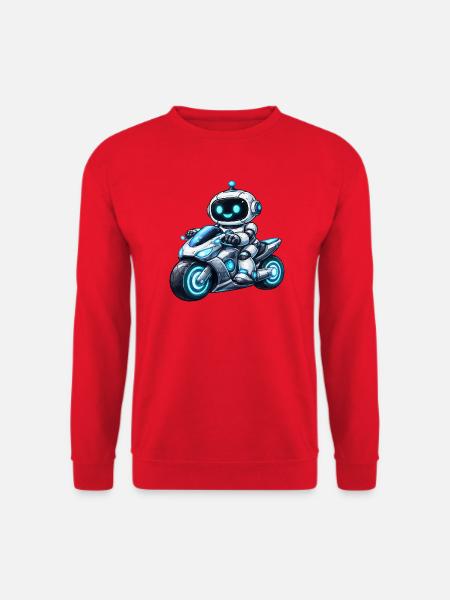 Roboter auf Motorrad - Unisex Pullover - Rot