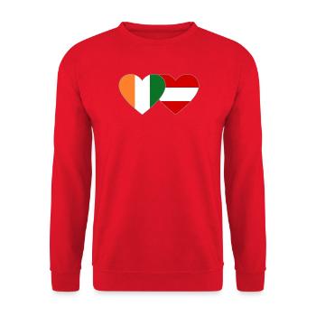 Côte d'Ivoire Austria Flag Heart - Unisex Sweatshirt - red - Front - Alina (178cm) & Michal (187cm)