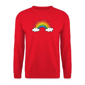 Handgezeichneter Regenbogen - Unisex Pullover - Rot - Vorne - Alina (178cm) & Michal (187cm)