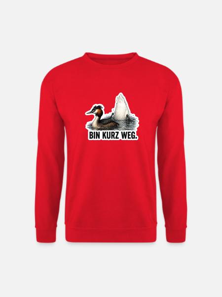 Bin kurz weg – Vogel Motiv - Unisex Pullover - Rot