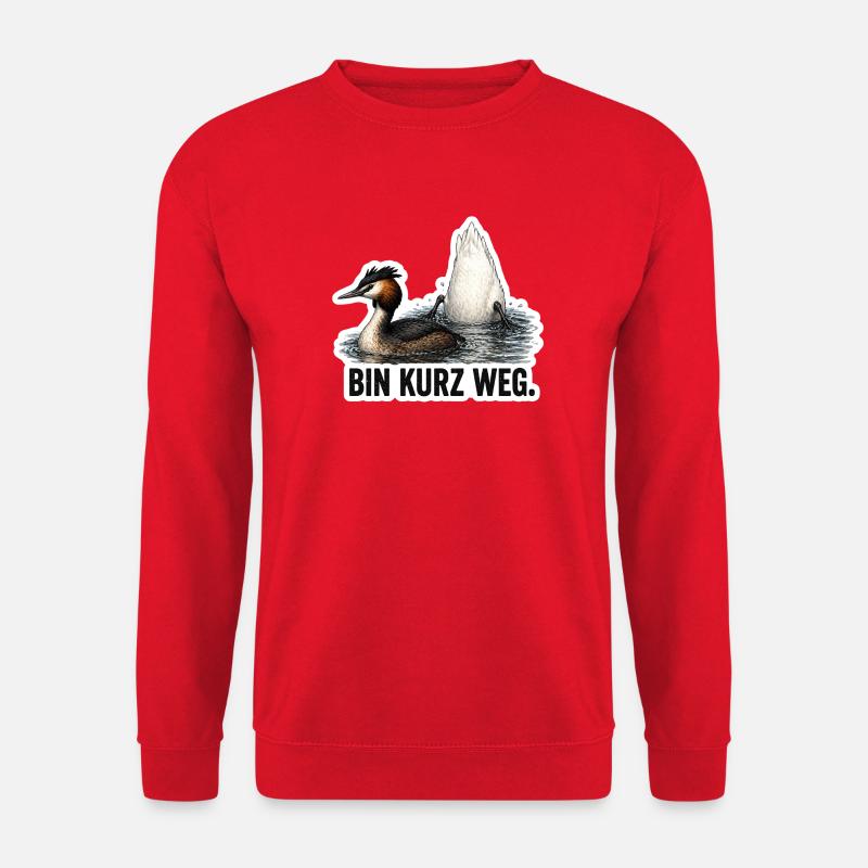 Bin kurz weg – Vogel Motiv - Unisex Pullover - Rot