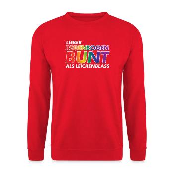 Lieber Regenbogen bunt statt Leichenblass / Gay - Unisex Pullover - Rot - Vorne - Alina (178cm) & Michal (187cm)