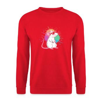 Elegant rat under colored shards - Unisex Sweatshirt - red - Front - Alina (178cm) & Michal (187cm)