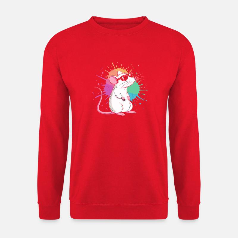 Elegante Ratte unter farbigen Splittern - Unisex Pullover - Rot