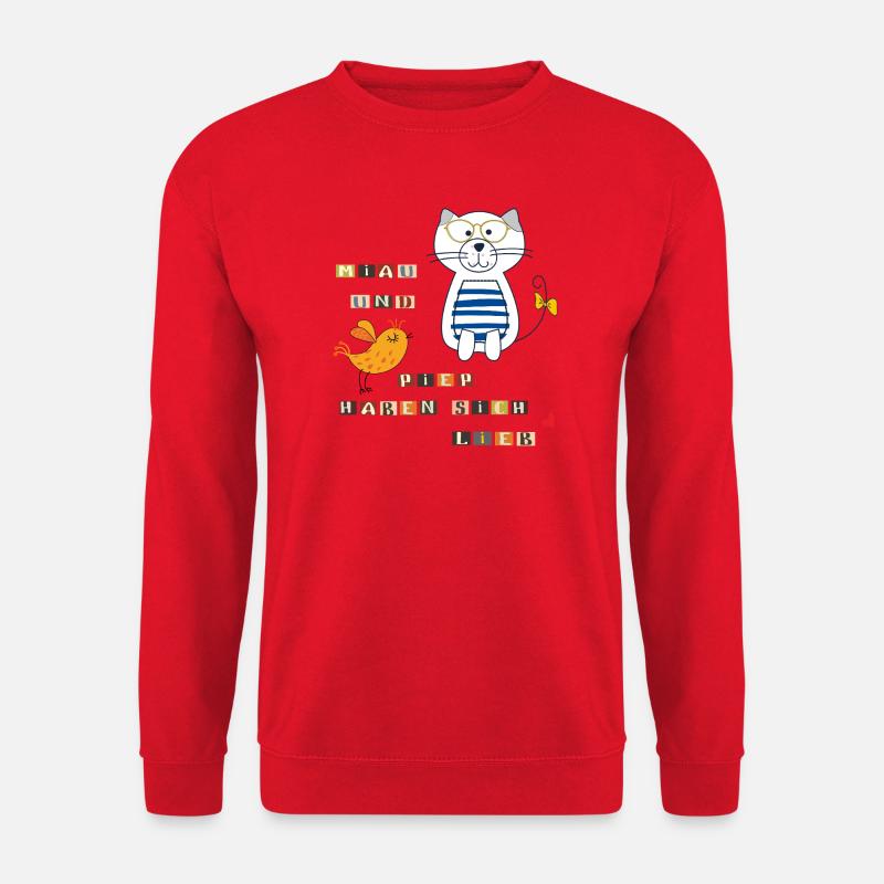 Katze und Vogel - Unisex Pullover - Rot