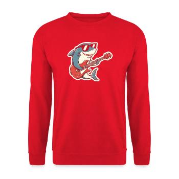 Autocollant du guitariste Shark Rock - Sweat-shirt Unisexe - rouge - Devant - Alina (178cm) & Michal (187cm)