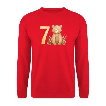 Wasserfarbener Bär mit Sieben - Unisex Pullover - Rot - Vorne - Alina (178cm) & Michal (187cm)