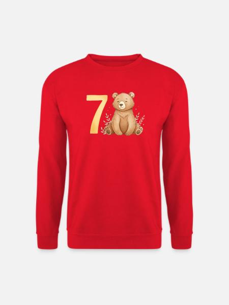 Wasserfarbener Bär mit Sieben - Unisex Pullover - Rot
