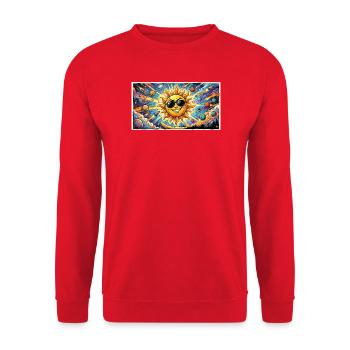 Sun with sunglasses in the cosmos - Unisex Sweatshirt - red - Front - Alina (178cm) & Michal (187cm)