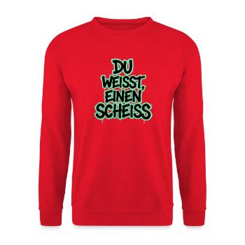Du weißt, einen Scheiß Graffiti - Unisex Pullover - Rot - Vorne - Alina (178cm) & Michal (187cm)