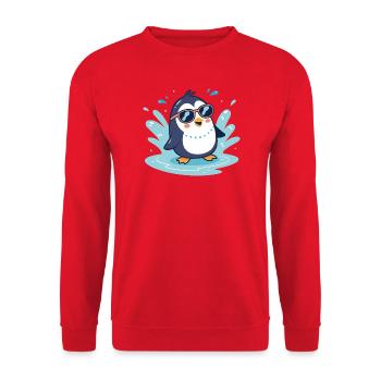 Penguin soleil splash en lunettes - Sweat-shirt Unisexe - rouge - Devant - Alina (178cm) & Michal (187cm)