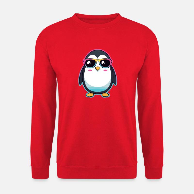 Schicker Pinguin mit Regenbogengläser - Unisex Pullover - Rot