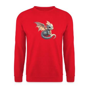 Kleiner süßer Drache - Unisex Pullover - Rot - Vorne - Alina (178cm) & Michal (187cm)