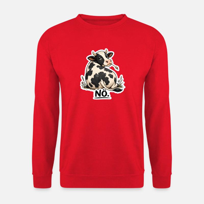 Kuh „NÖ.“ – Lustiges Statement  - Unisex Pullover - Rot