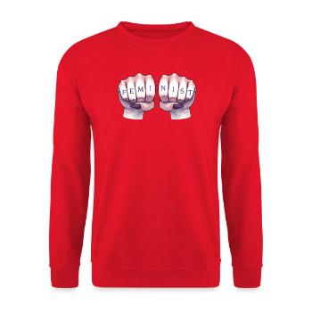 Poings féministes - Sweat-shirt Unisexe - rouge - Devant - Alina (178cm) & Michal (187cm)