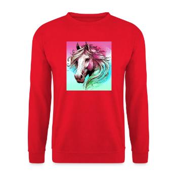 horse - Unisex Sweatshirt - red - Front - Alina (178cm) & Michal (187cm)