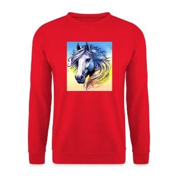 horse - Unisex Sweatshirt - red - Front - Alina (178cm) & Michal (187cm)