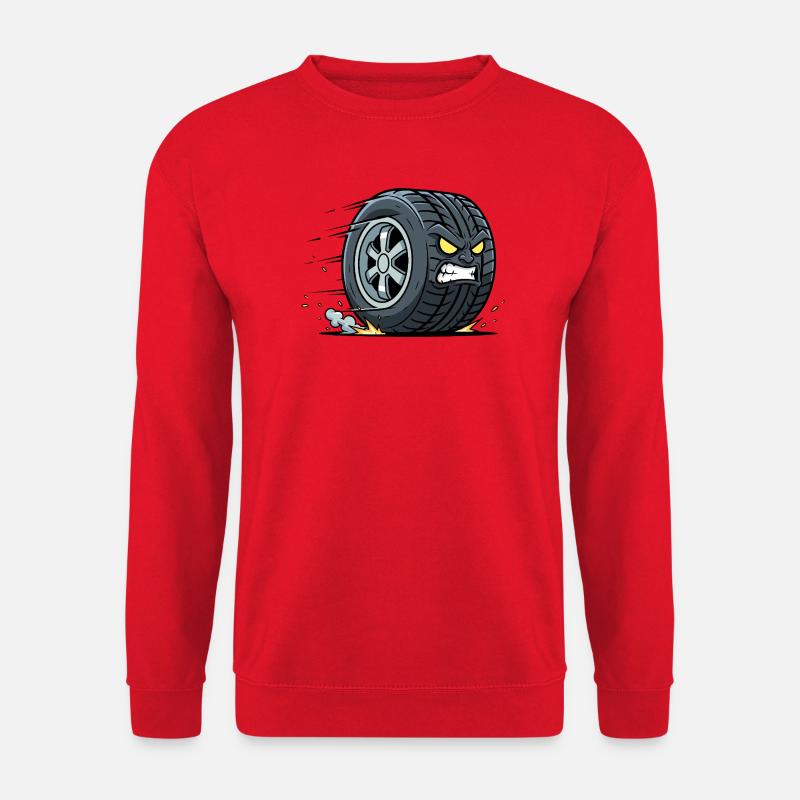 Rasender Reifen mit wütendem Blick - Unisex Pullover - Rot
