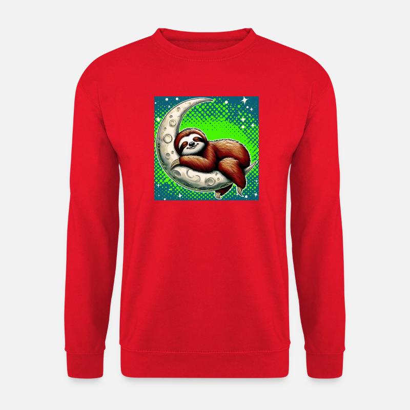 Faultier schläft auf dem Mond - Unisex Pullover - Rot
