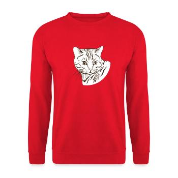 Katze - Unisex Pullover - Rot - Vorne - Alina (178cm) & Michal (187cm)