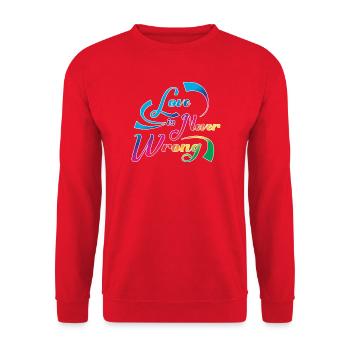 Love Is Never Wrong LGBTQ Pride Quote Design - Unisex Pullover - Rot - Vorne - Alina (178cm) & Michal (187cm)