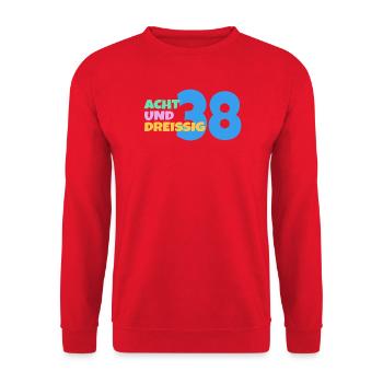 38. Geburtstag Geschenk - Unisex Pullover - Rot - Vorne - Alina (178cm) & Michal (187cm)