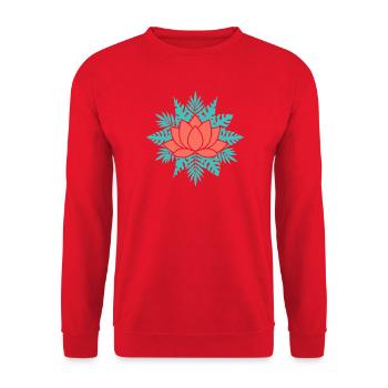 Lotus corail aux feuilles sarcelle - Sweat-shirt Unisexe - rouge - Devant - Alina (178cm) & Michal (187cm)