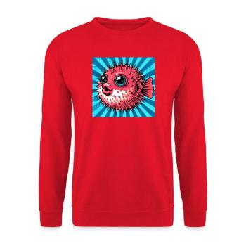 Kugelfisch - Unisex Pullover - Rot - Vorne - Alina (178cm) & Michal (187cm)