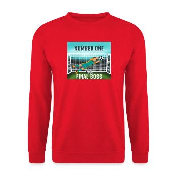 Endgegner: Torwart - Unisex Pullover - Rot - Vorne - Alina (178cm) & Michal (187cm)