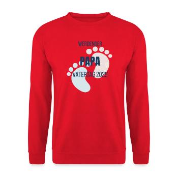 Werdender Papa 2026 Vatertag Ankündigung - Unisex Pullover - Rot - Vorne - Alina (178cm) & Michal (187cm)