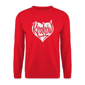 Krakau, Krakow Herz Graffiti - Unisex Pullover - Rot - Vorne - Alina (178cm) & Michal (187cm)