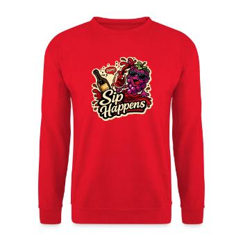 Sip Happens Grapes Comic - Unisex Sweatshirt - red - Front - Alina (178cm) & Michal (187cm)