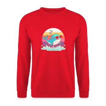 Whale Surf Retro Rainbow - Unisex Pullover - Rot - Vorne - Alina (178cm) & Michal (187cm)