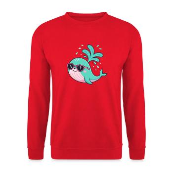 Wal und Brille - Unisex Pullover - Rot - Vorne - Alina (178cm) & Michal (187cm)