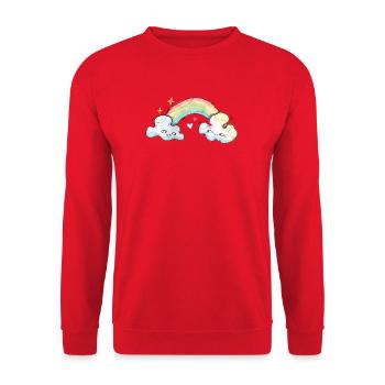 Lucky charm sweet clouds with rainbow - Unisex Sweatshirt - red - Front - Alina (178cm) & Michal (187cm)