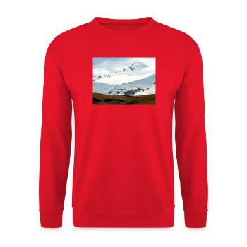 Winterlandschaft in Island - Unisex Pullover - Rot - Vorne - Alina (178cm) & Michal (187cm)