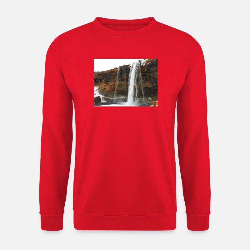 Beautiful waterfall in winter - Unisex Sweatshirt - red