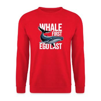 WHALE FIRST • EGO LAST #2 - Unisex Sweatshirt - red - Front - Alina (178cm) & Michal (187cm)